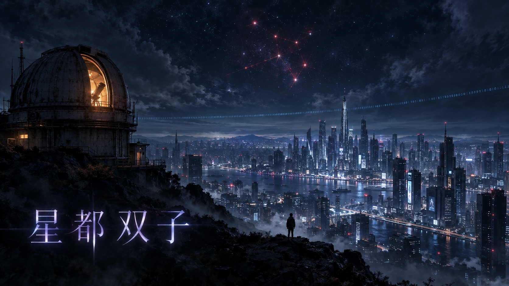 《星都双子》封面：夜色中的星都市与双子座